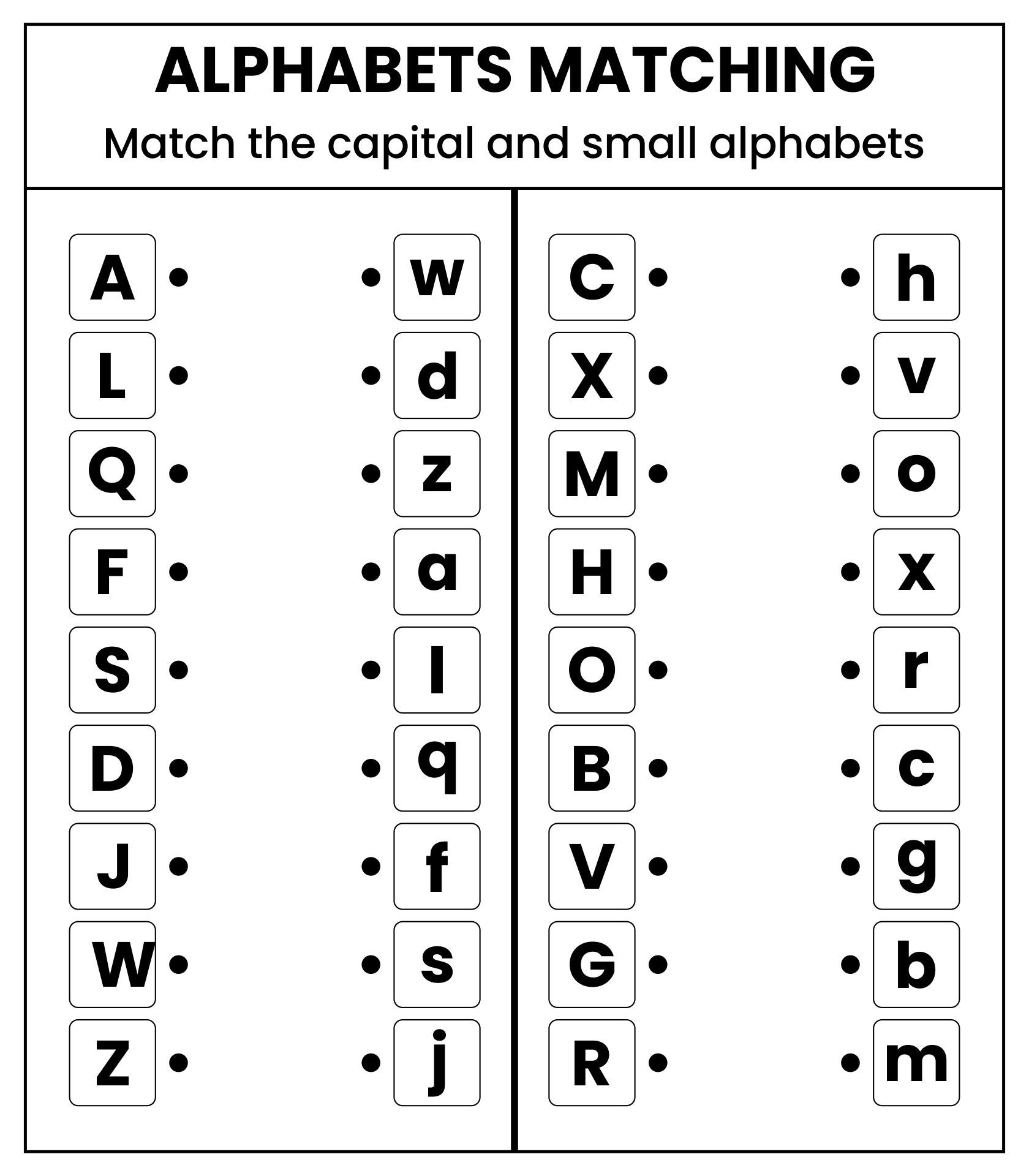 alphabet matching worksheets