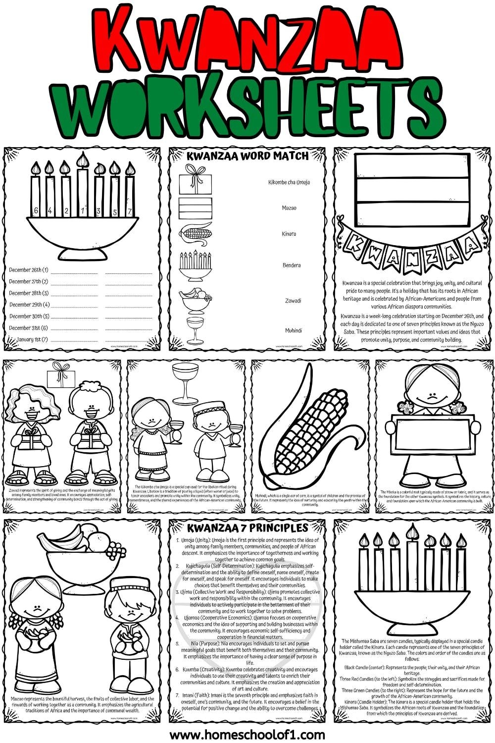 10 Free Kwanzaa Worksheets Coloring Pages Kwanzaa Kwanzaa Crafts 
