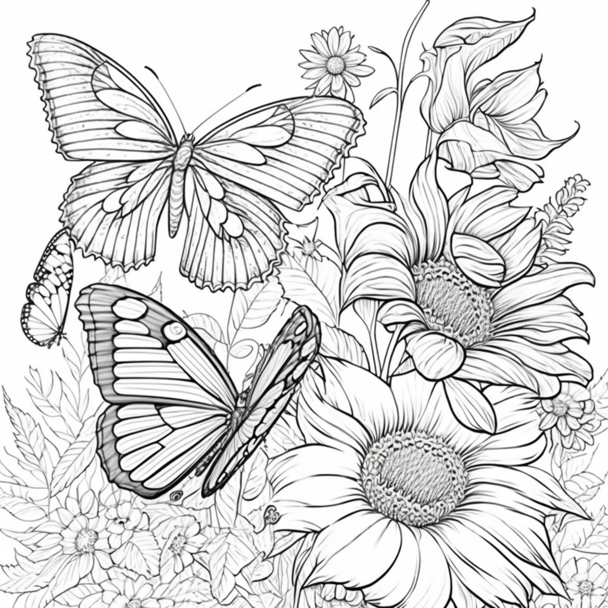 10 Relaxing Flowers And Butterflies Coloring Pages For Adults And Kids 