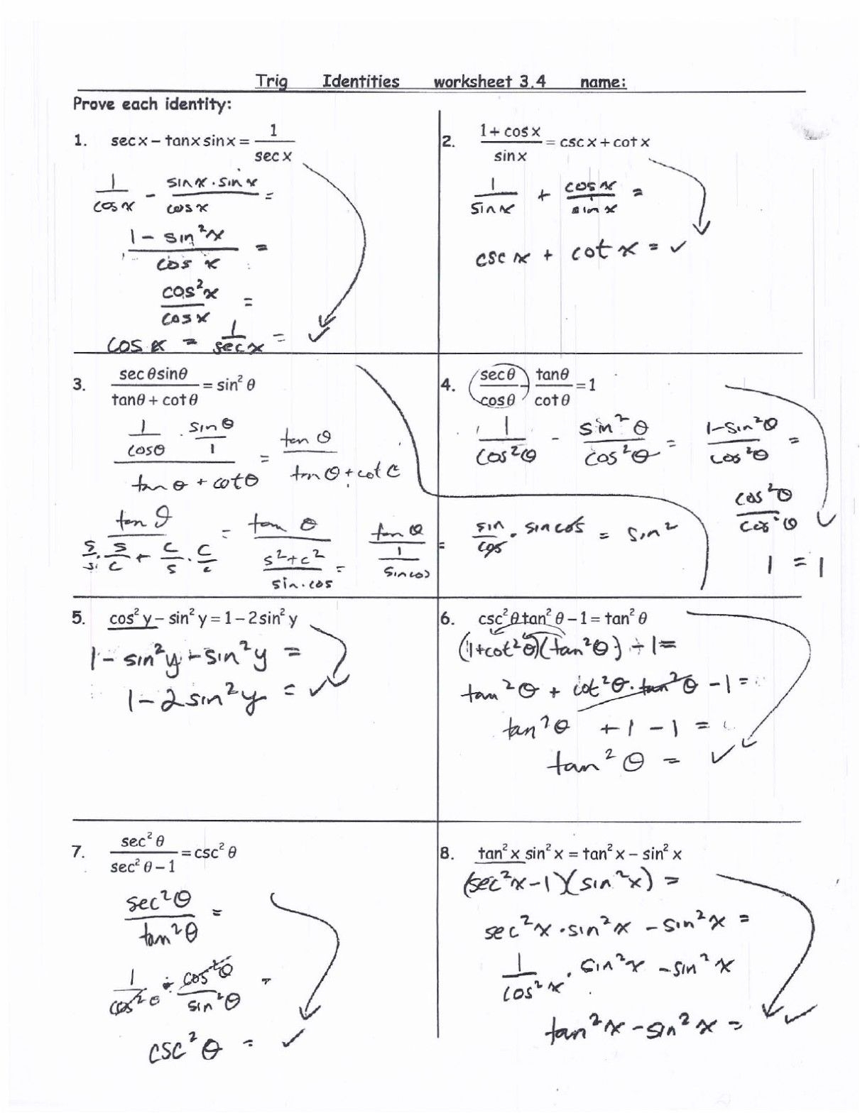 10 Simplifying Trig Expressions Worksheet Worksheets Decoomo