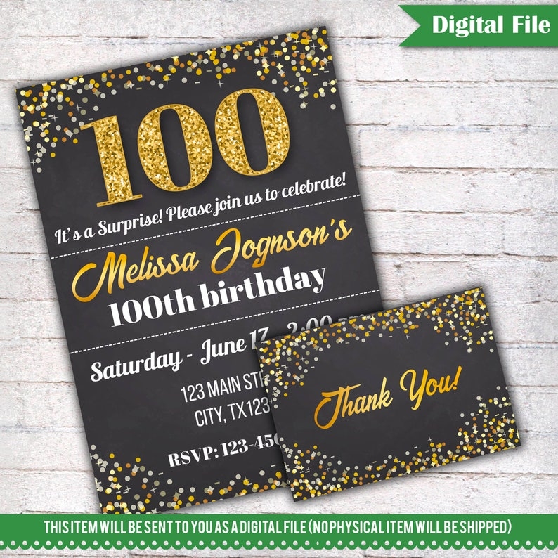 100th birthday party invitations templates