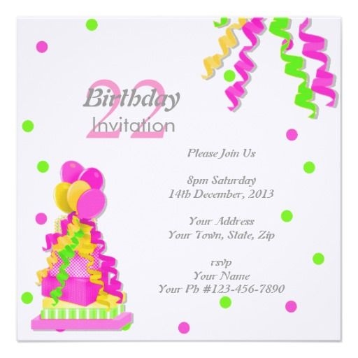 22nd birthday invitation templates