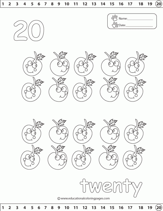 123Counting20 Free Educational Coloring Pages Worksheets Library