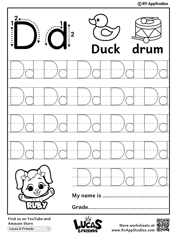 letter d trace worksheet