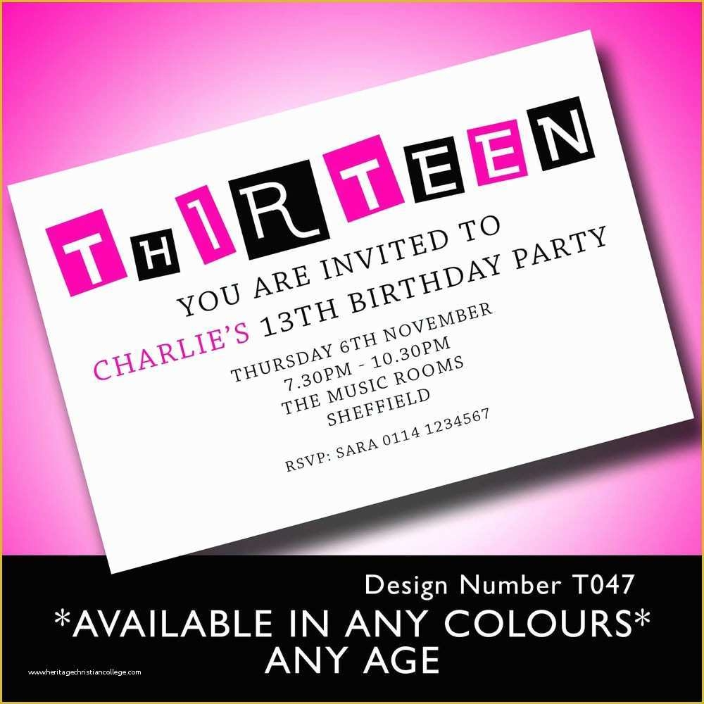 13th Birthday Invitation Templates Free Of 13th Birthday Party 