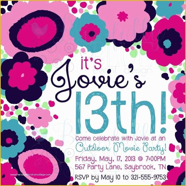 13th birthday party invitation templates