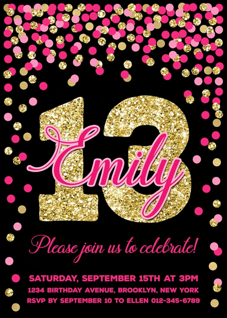 13th Birthday Invitation Templates