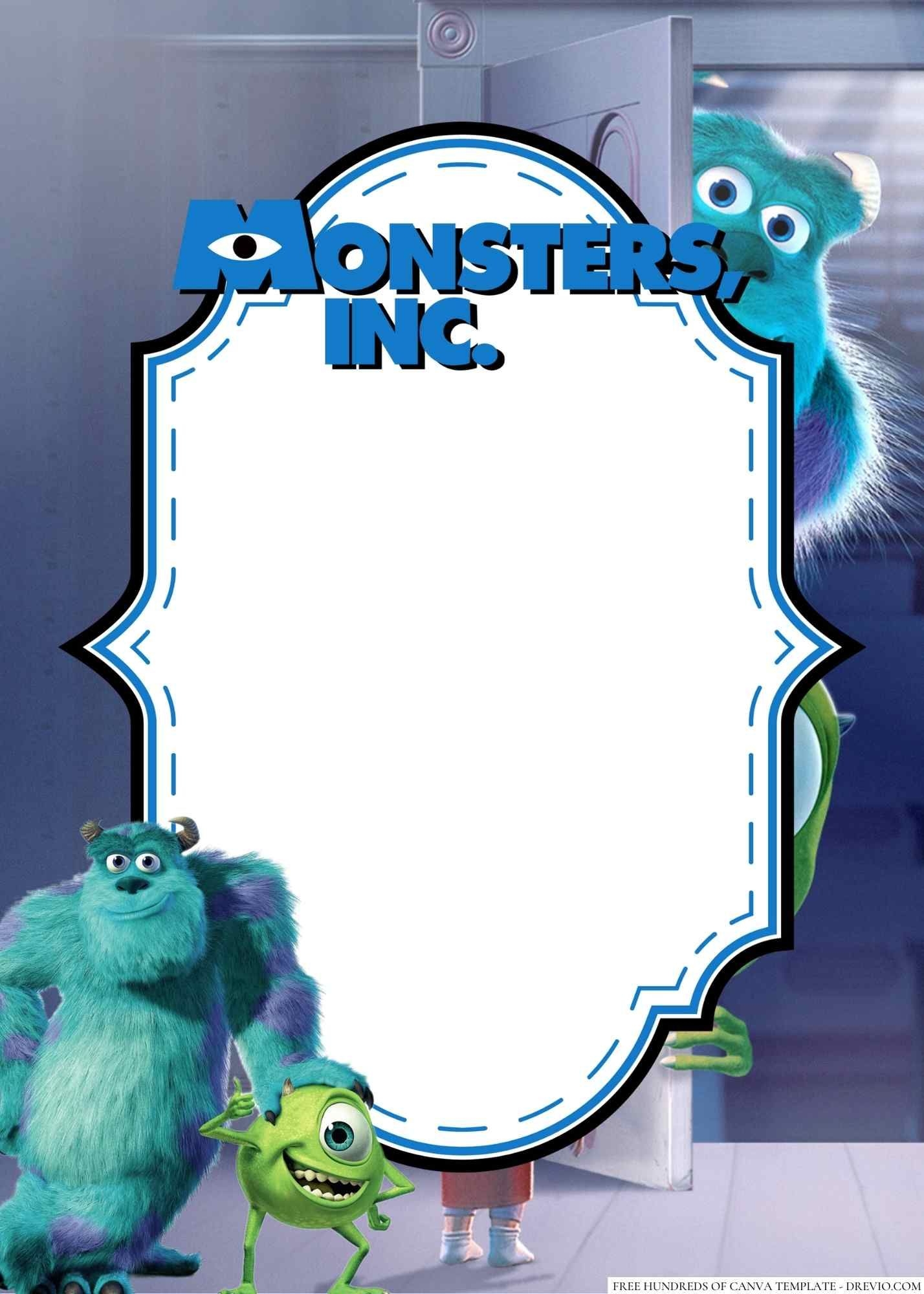 14 Monsters Inc Canva Birthday Invitation Templates Birthday