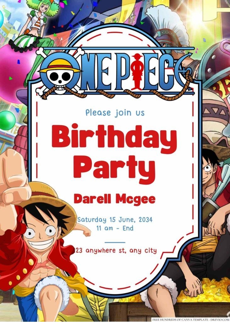 14 One Piece Canva Birthday Invitation Templates One Piece Birthdays
