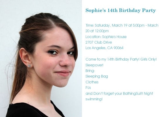 14th birthday party invitation templates