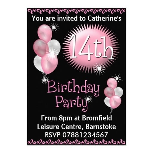 14th birthday invitation templates