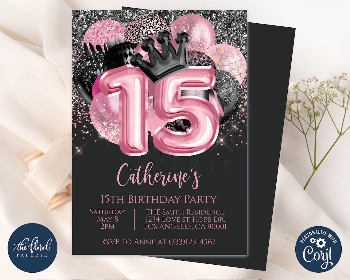 15th birthday party invitation templates