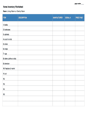 printable home inventory worksheet pdf