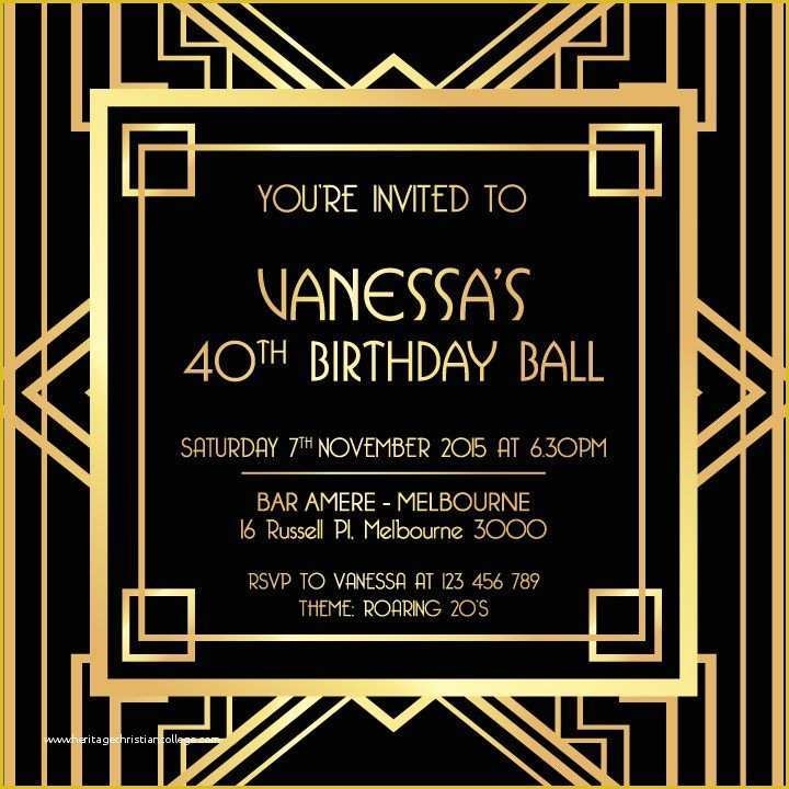 1920s Party Invitation Template Free Of Great Gatsby Digital Printable 
