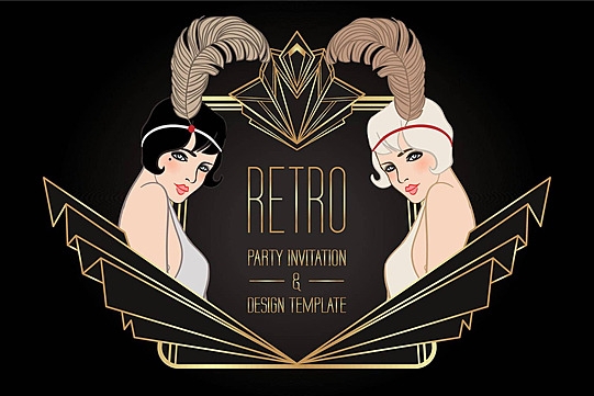 1920s Vintage Invite Template For Events And Parties Vector Night 