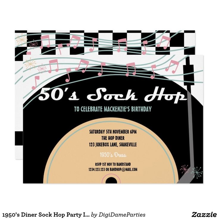 1950s Invitations Invitation Templates Zazzle Sock Hop Party 