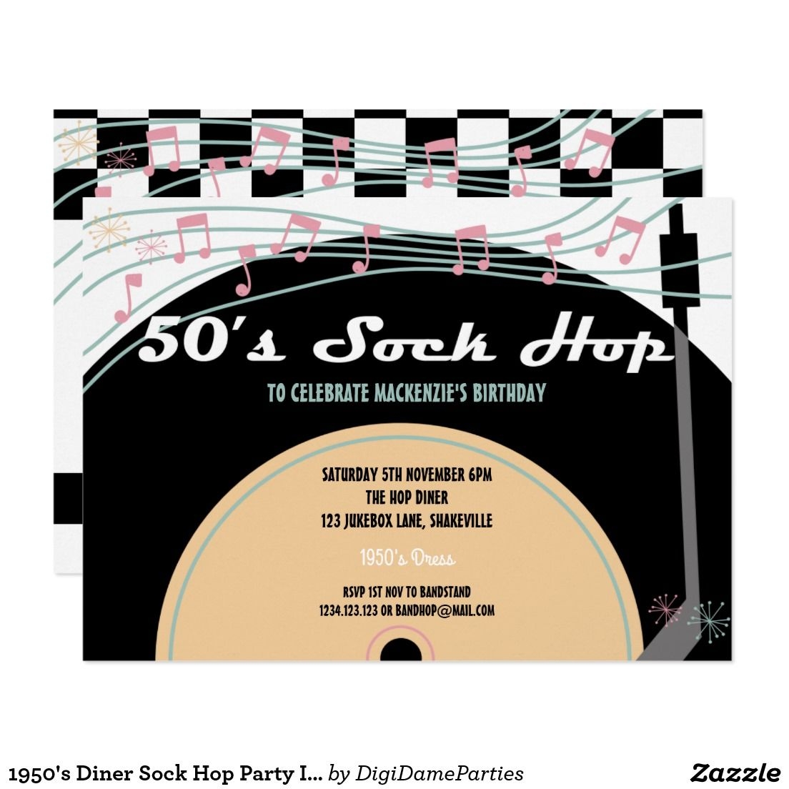 1950s Invitations Invitation Templates Zazzle Sock Hop Party