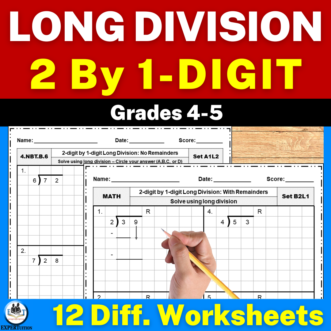 2 Digit By 1 Digit Long Division With And Without Remainders