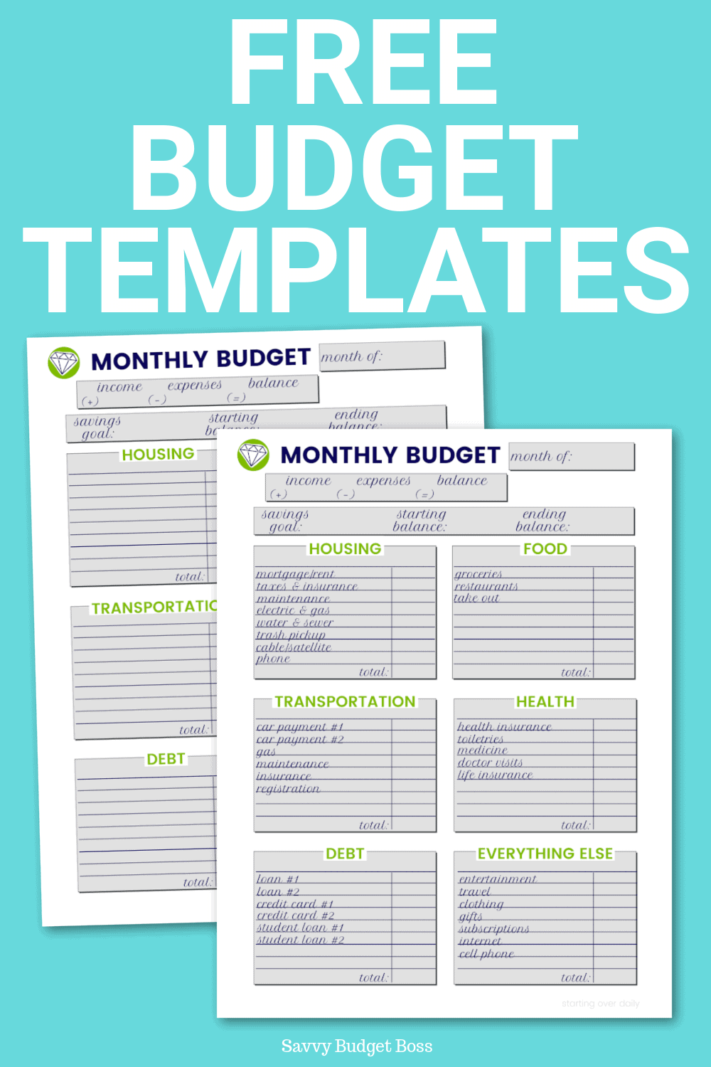 free budget templates printable