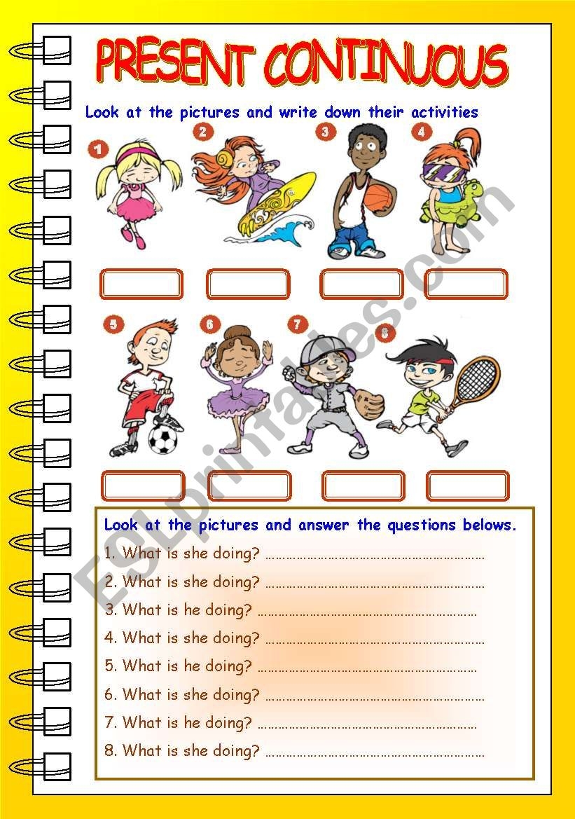 present continuous worksheet