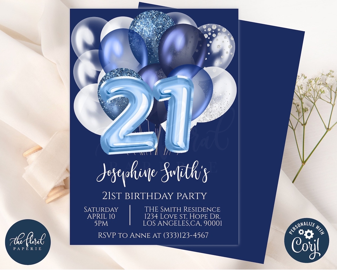 21st birthday invitation templates male
