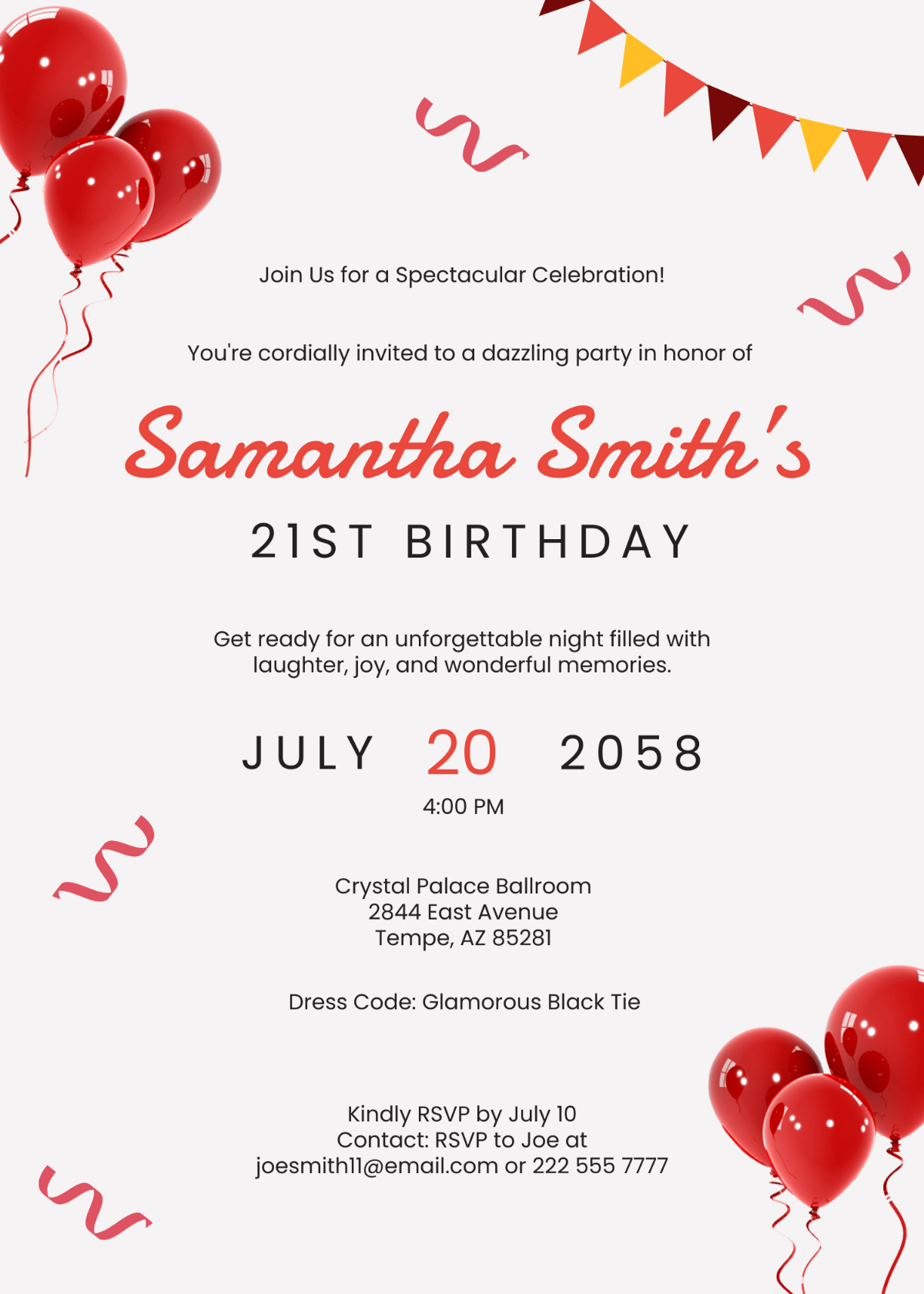 21st birthday party invitation templates