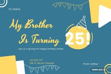 25th Birthday Invitation Card Template In PSD Illustrator Word 