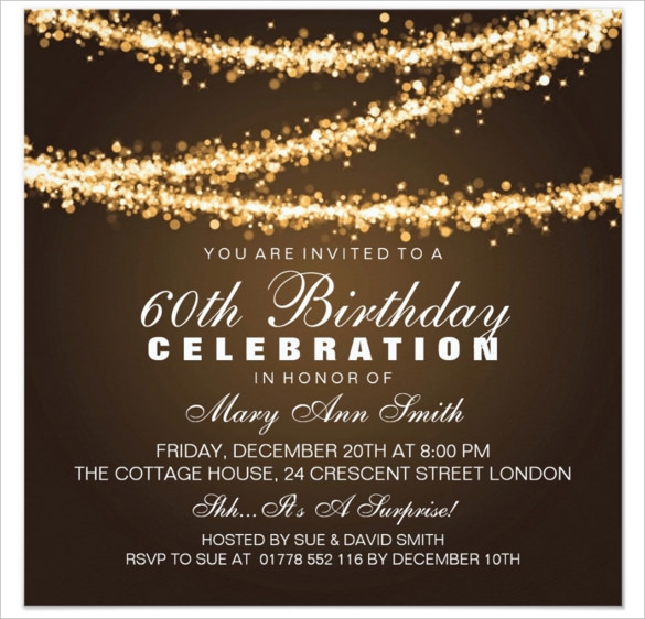 60th birthday invitation card template