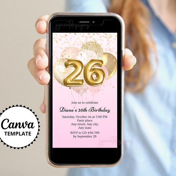 26th Birthday Invitation Templates Etsy