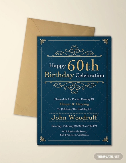 28 60th Birthday Invitation Templates PSD Vector EPS AI