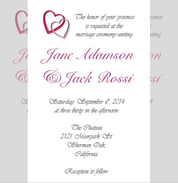 free wedding reception invitation templates