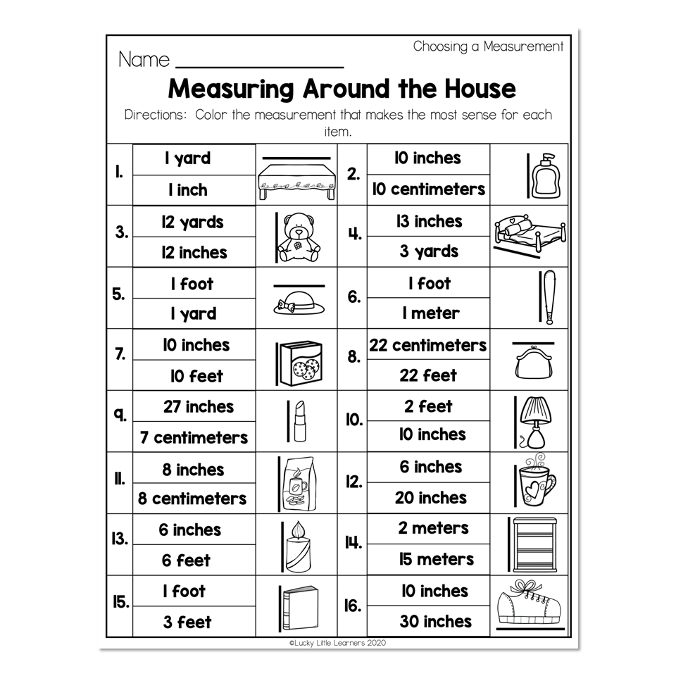 measurement worksheets for 2nd grade