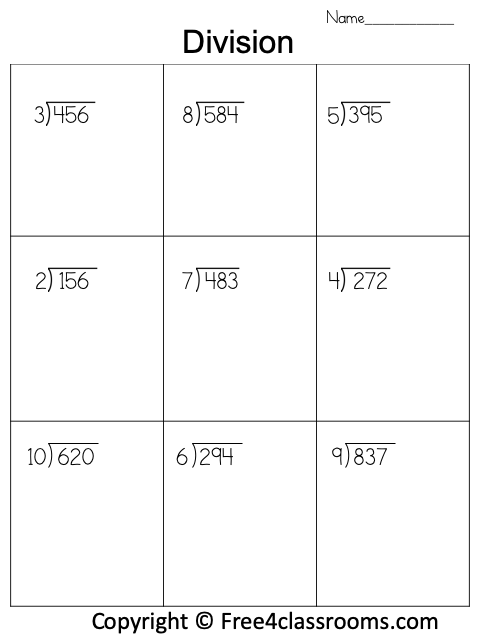 3 Digit By 1 Digit Division Worksheet Divisonworksheets