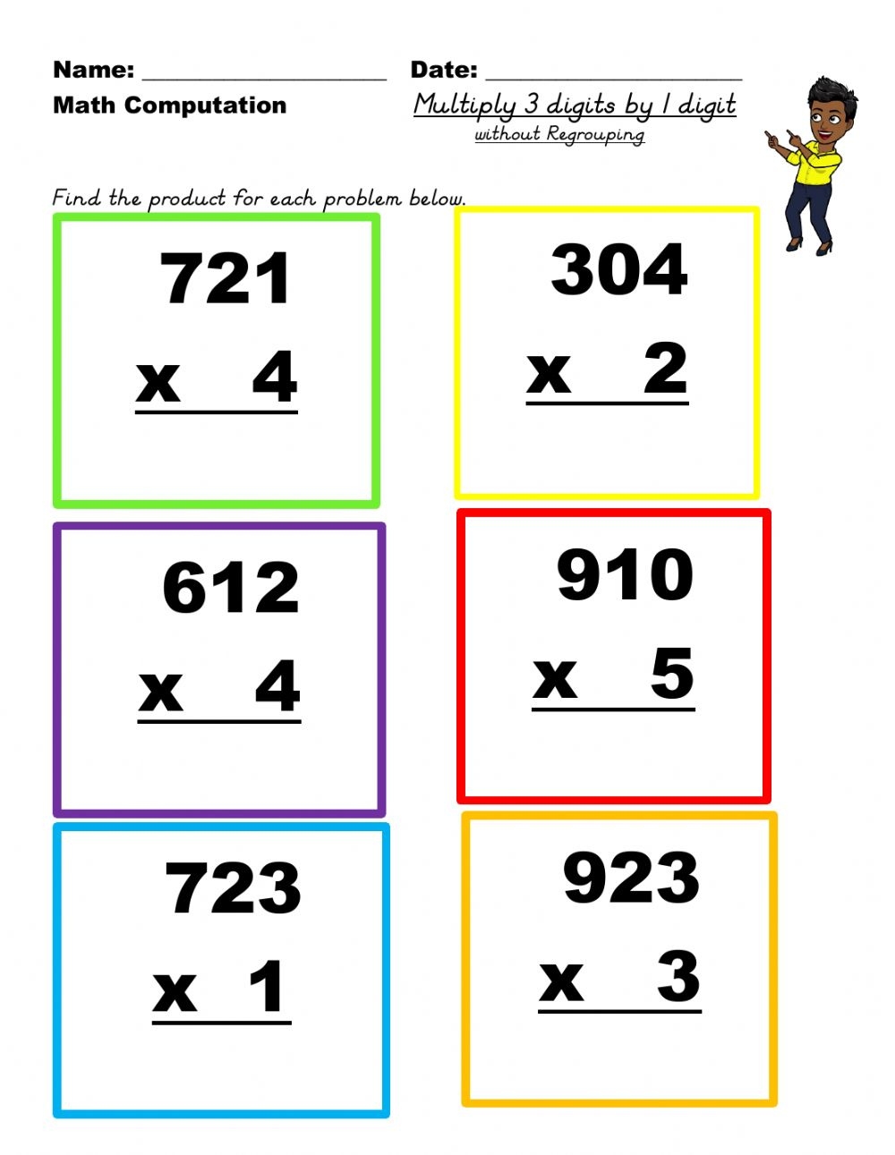 3 Digit By 1 Digit Multiplication Worksheets Multiplication Worksheets