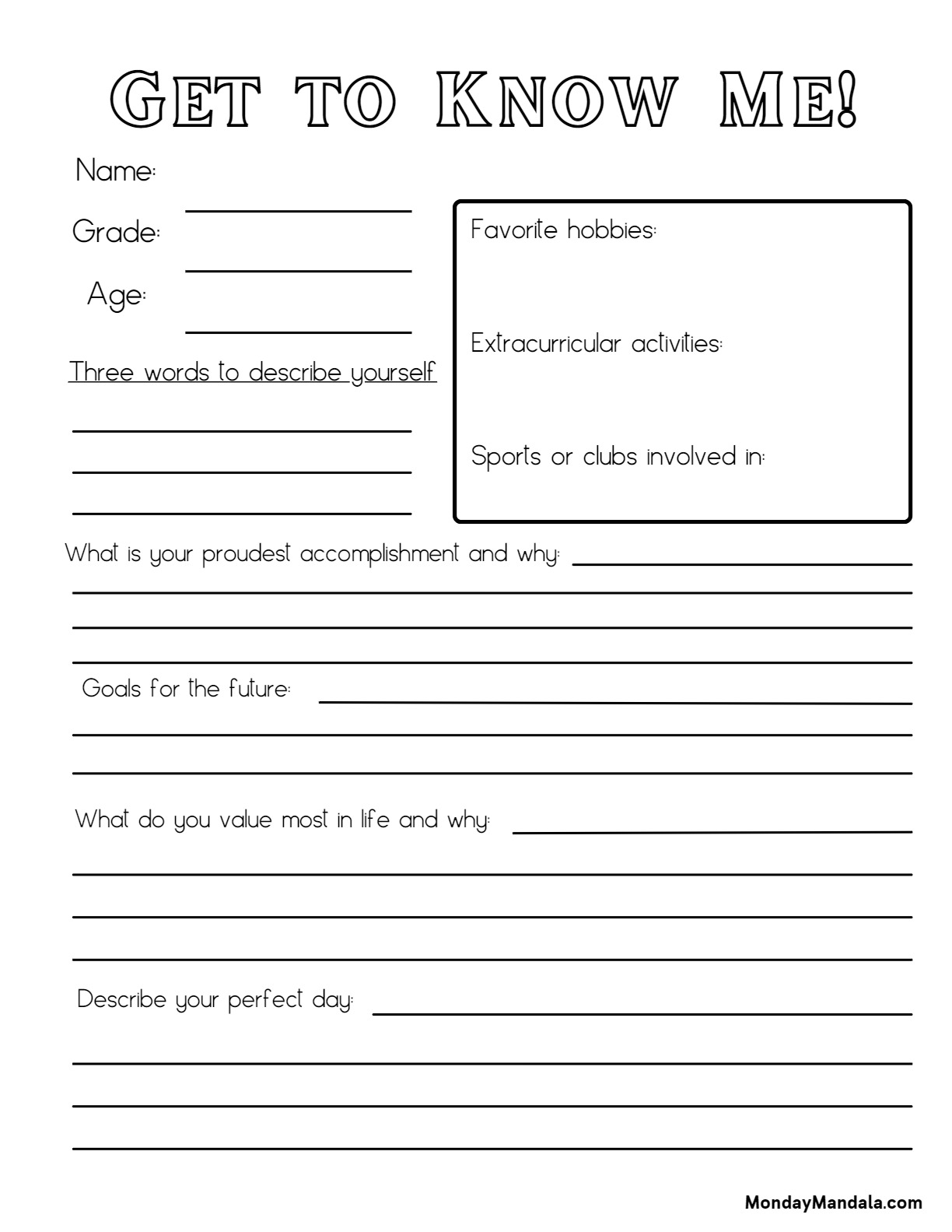 all about me worksheet pdf free download