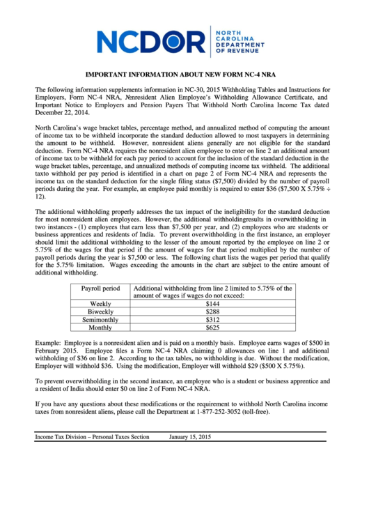 nc 4 allowance worksheet