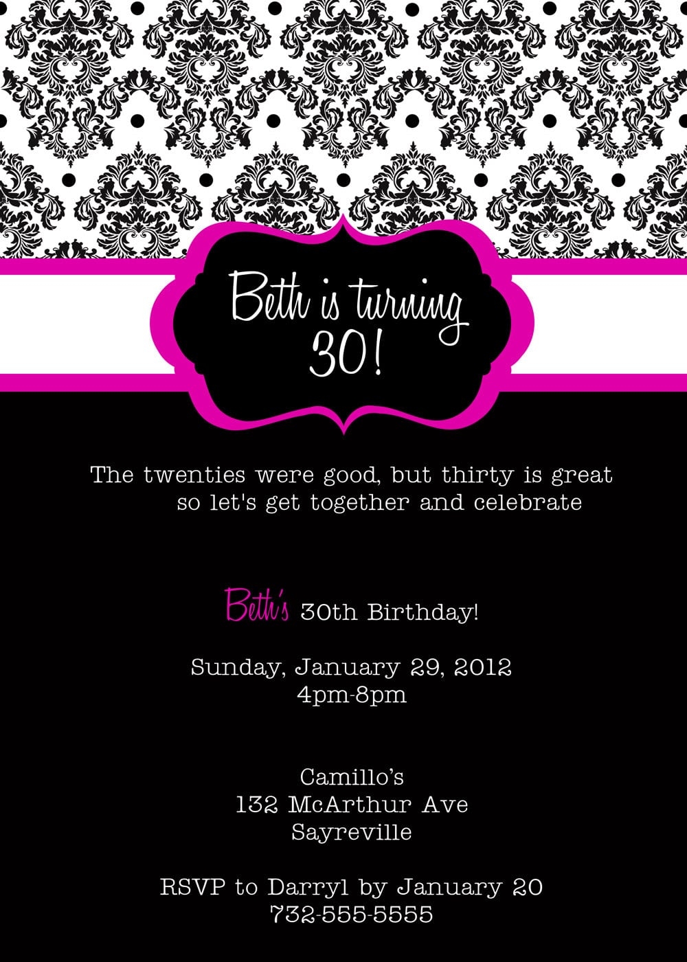 30th Birthday Printable Invitation