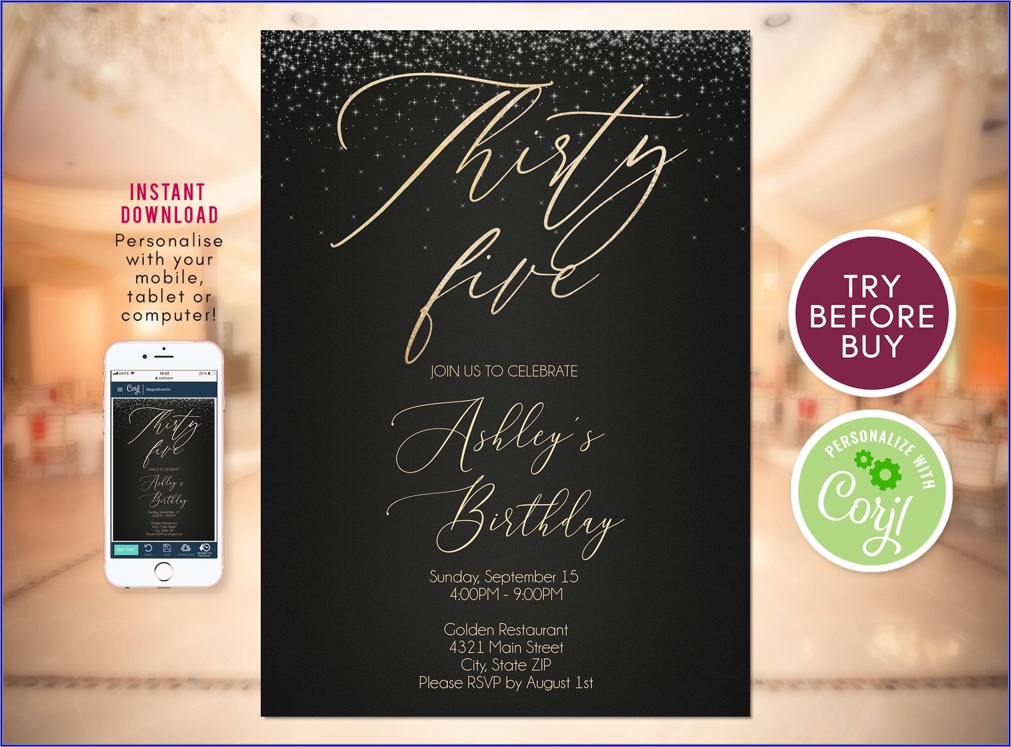 35th birthday invitation templates