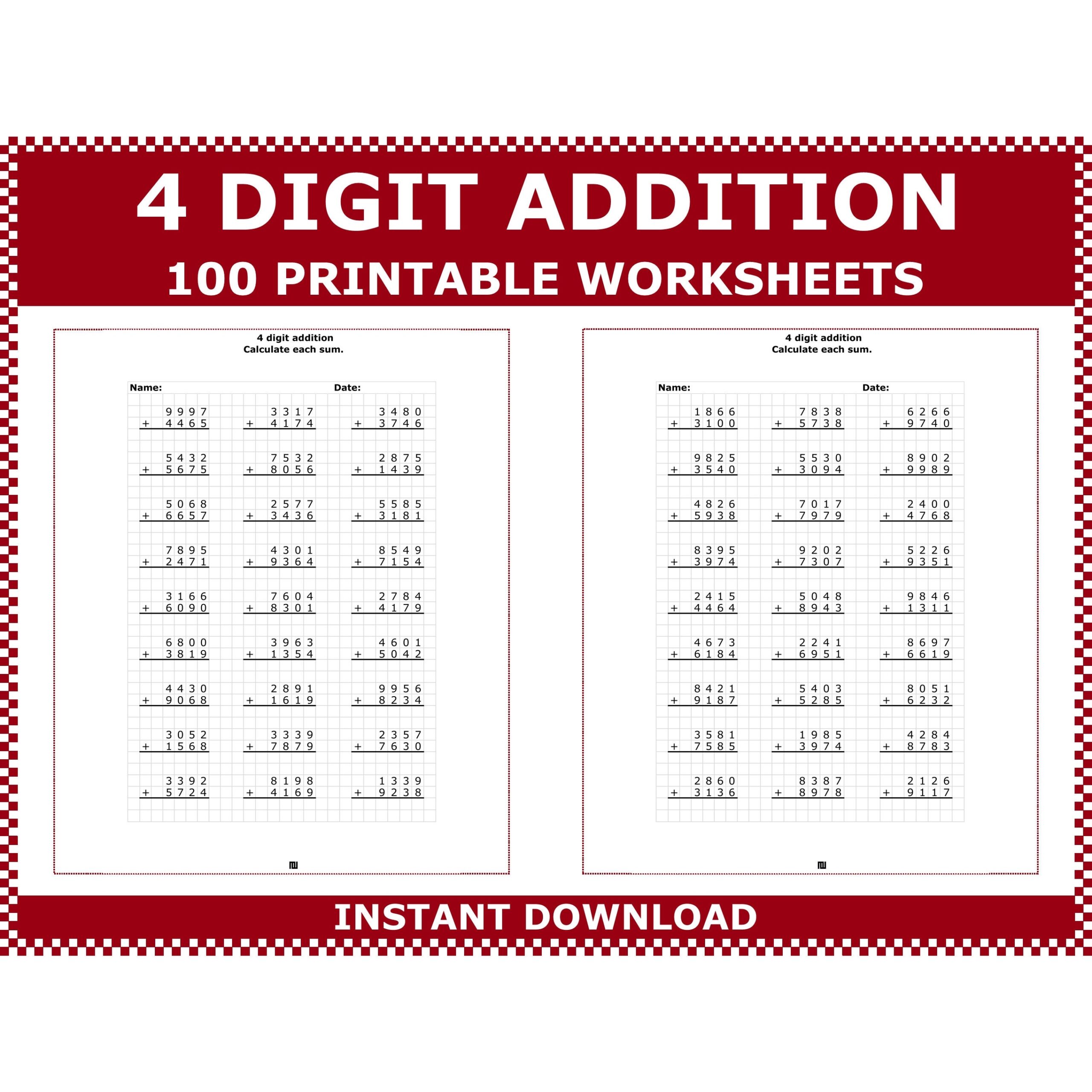 3rd Grade Addition Worksheets With Answers Free Printable 