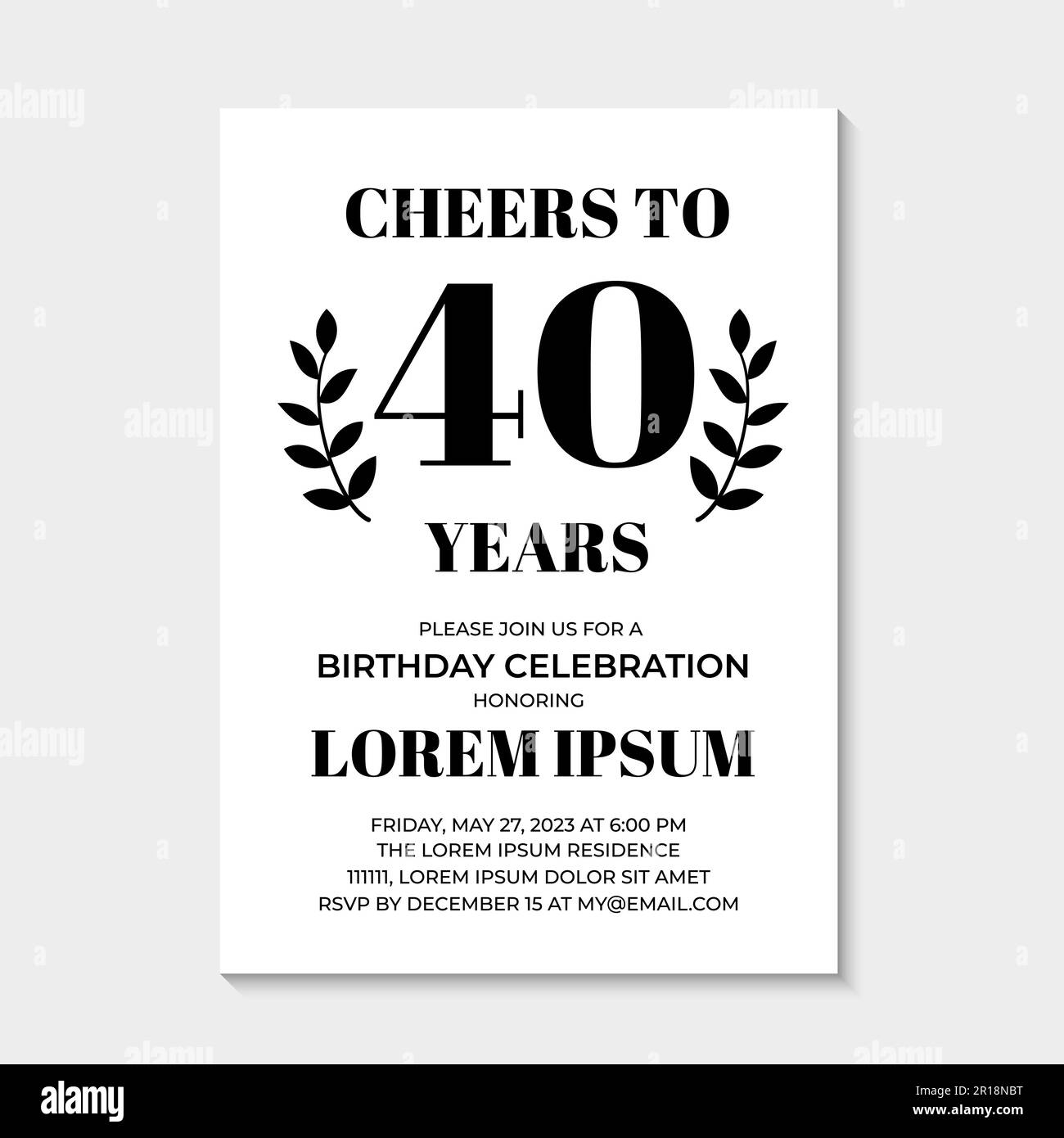 40th birthday invitation card template