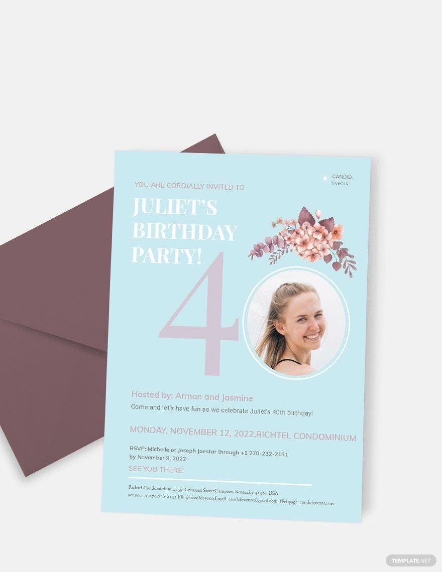 40th Birthday Invitation Template In Publisher Word Pages PSD