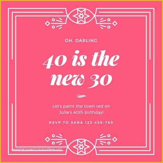 40th Birthday Invitation Templates Free Printable Of 40th Birthday