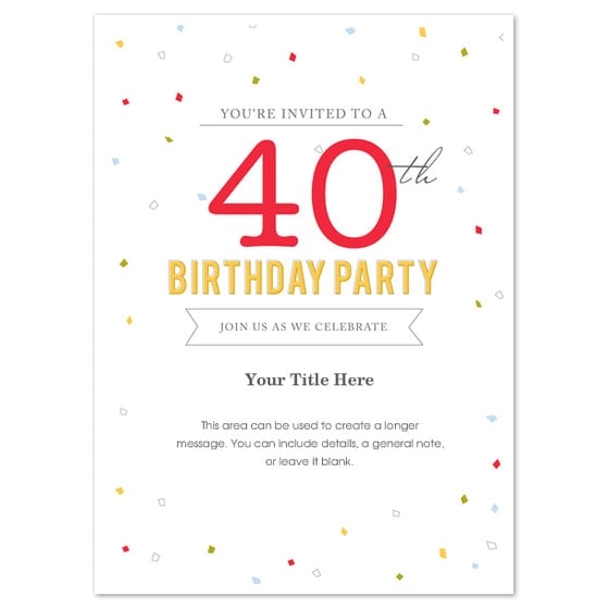 40th Birthday Invite Templates Free Download Free Templates Printable