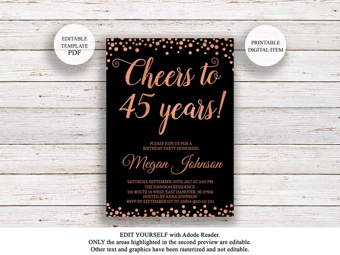 45Th Birthday Invitation Templates