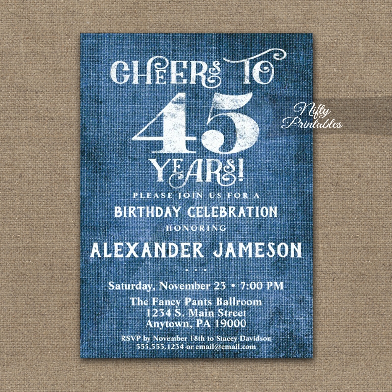 45Th Birthday Invitation Templates