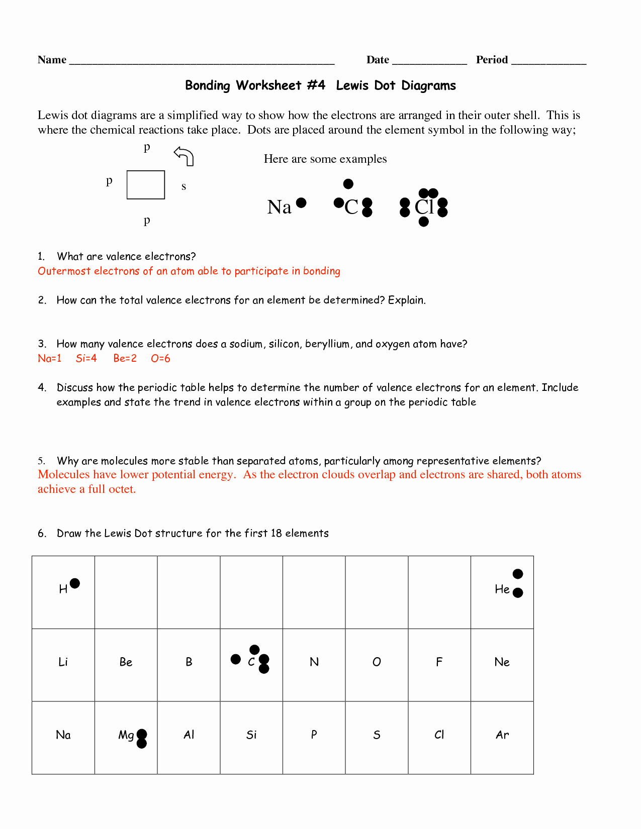 46 Lewis Dot Diagram Worksheet Chessmuseum Template Library