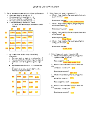 48 Chapter 10 Dihybrid Cross Worksheet Answer Key CaileyEyla