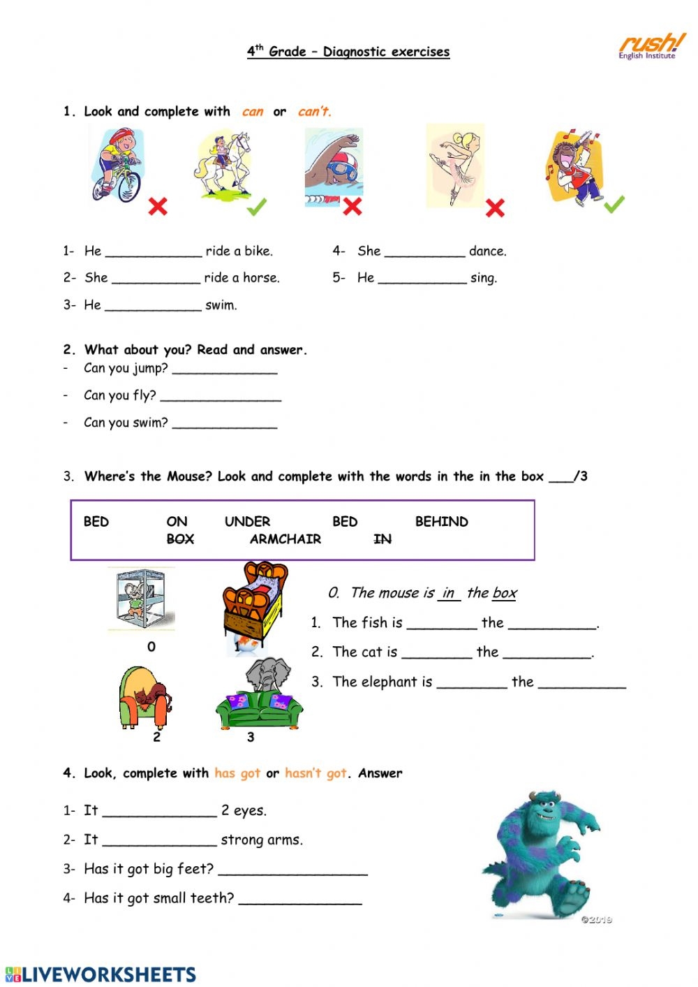 english worksheets for 4th graders