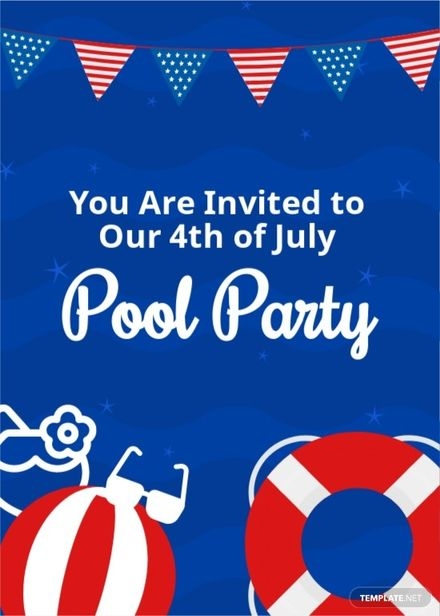 4th Of July Pool Party Invitation Template In Word Publisher Google 