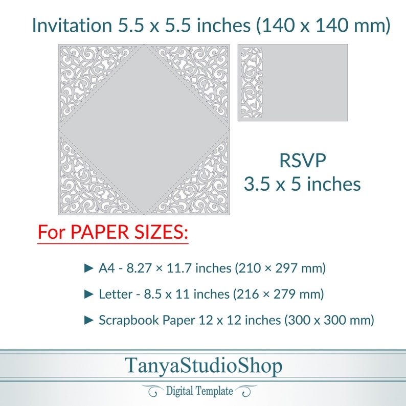 5 5x5 5 39 39 Invitation Template SVG Ai CRD Eps Pdf Etsy